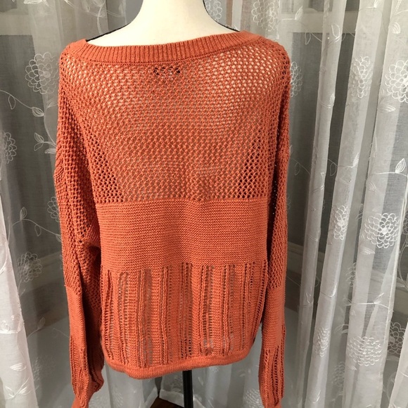 American Eagle  orange sweater tie waist knit SZ XL - Picture 5 of 11